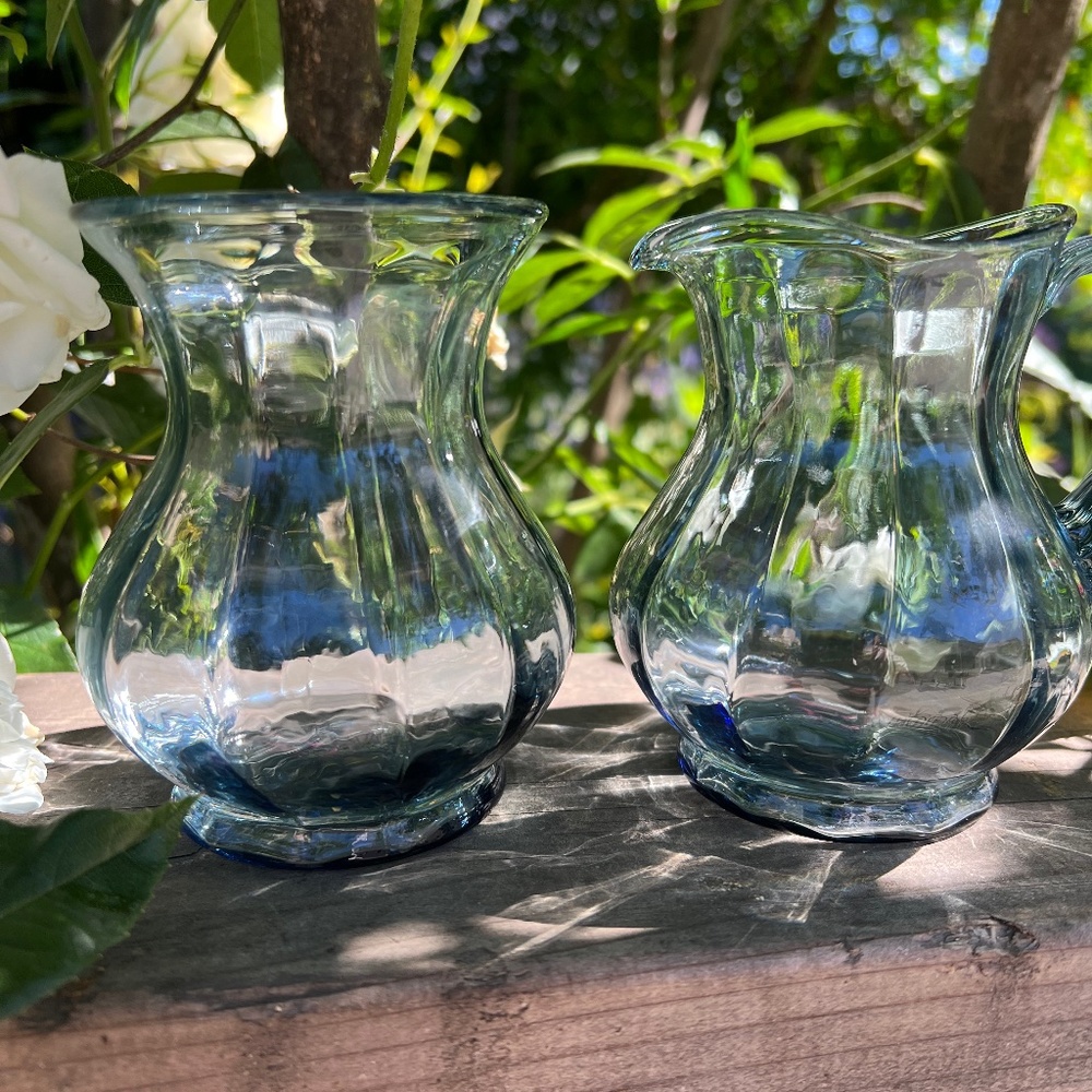 Fenton American Legacy Collection Federal Blue Glass Sugar and Creamer Set